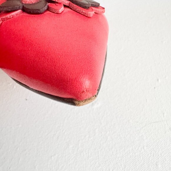 Coach Tea Rose Red Leather Floral Pointy Toe Flats 7.5 - Picture 6 of 10